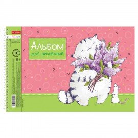 Альбом д/рис. А4 32л., спираль, обл. картон, HTB, 198х300мм, Приключения кота Пирожка, 32А4Всп