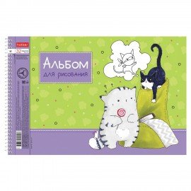 Альбом д/рис. А4 32л., спираль, обл. картон, HTB, 198х300мм, Приключения кота Пирожка, 32А4Всп