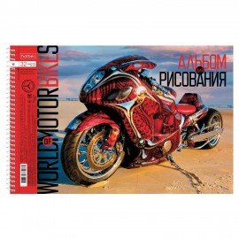 Альбом д/рис. А4 32л., спираль, обложка картон, HATBER, 198х300мм, Мото (5 видов), 32А4Всп