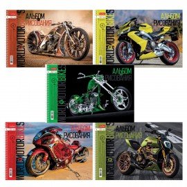 Альбом д/рис. А4 32л., спираль, обложка картон, HATBER, 198х300мм, Мото (5 видов), 32А4Всп