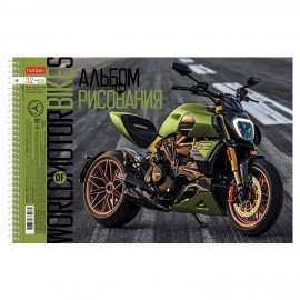 Альбом д/рис. А4 32л., спираль, обложка картон, HATBER, 198х300мм, Мото (5 видов), 32А4Всп