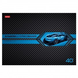 Альбом д/рис. А4 40л., скоба, выборочный лак, HATBER, 205х290мм, AutoCarbon, 085129, 40А4вмВ