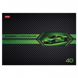 Альбом д/рис. А4 40л., скоба, выборочный лак, HATBER, 205х290мм, AutoCarbon, 085129, 40А4вмВ