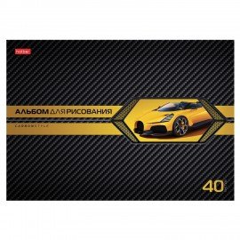 Альбом д/рис. А4 40л., скоба, выборочный лак, HATBER, 205х290мм, AutoCarbon, 085129, 40А4вмВ