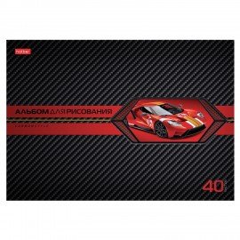 Альбом д/рис. А4 40л., скоба, выборочный лак, HATBER, 205х290мм, AutoCarbon, 085129, 40А4вмВ