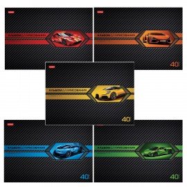 Альбом д/рис. А4 40л., скоба, выборочный лак, HATBER, 205х290мм, AutoCarbon, 085129, 40А4вмВ