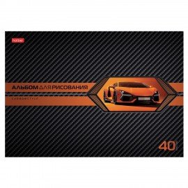 Альбом д/рис. А4 40л., скоба, выборочный лак, HATBER, 205х290мм, AutoCarbon, 085129, 40А4вмВ