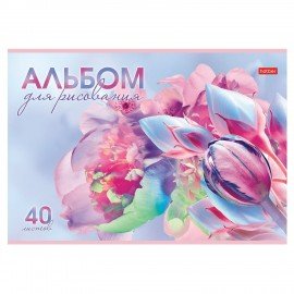 Альбом д/рис. А4 40л., скоба, обложка картон, HATBER, 205х290мм, Грация цветов, 40А4В