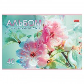 Альбом д/рис. А4 40л., скоба, обложка картон, HATBER, 205х290мм, Грация цветов, 40А4В