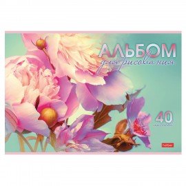 Альбом д/рис. А4 40л., скоба, обложка картон, HATBER, 205х290мм, Грация цветов, 40А4В