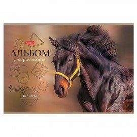 Альбом д/рис. А4 48л., скоба, матовая ламинация, тиснение, HATBER, 205х290мм, Дикий мир, 48А4лтВ