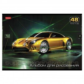 Альбом д/рис. А4 48л., скоба, обложка картон, HATBER, 205х290мм, АвтоЛюкс, 48А4В