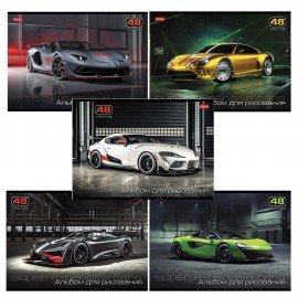 Альбом д/рис. А4 48л., скоба, обложка картон, HATBER, 205х290мм, АвтоЛюкс, 48А4В