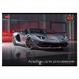 Альбом д/рис. А4 48л., скоба, обложка картон, HATBER, 205х290мм, АвтоЛюкс, 48А4В