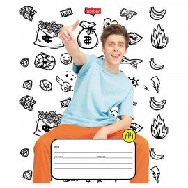 Тетрадь 12л. HATBER клетка, обложка картон, Влад А4 (микс в спайке), 12Т5В1