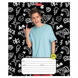 Тетрадь 12л. HATBER клетка, обложка картон, Влад А4 (микс в спайке), 12Т5В1