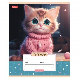 Тетрадь 12л. HATBER клетка, обложка картон, Мы-котики! (микс в спайке), 12Т5В1