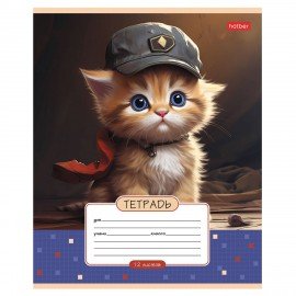 Тетрадь 12л. HATBER клетка, обложка картон, Мы-котики! (микс в спайке), 12Т5В1