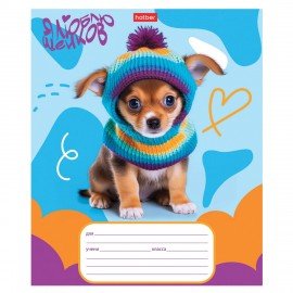 Тетрадь 12л. HATBER клетка, обложка картон, Мы-пёсики! (микс в спайке), 12Т5В1