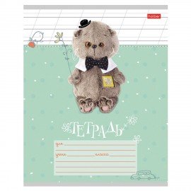 Тетрадь 12л. HATBER косая линия, обложка картон, Кот Басик (микс в спайке), 12Т5В6