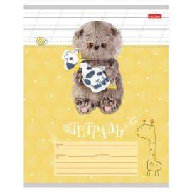 Тетрадь 12л. HATBER косая линия, обложка картон, Кот Басик (микс в спайке), 12Т5В6