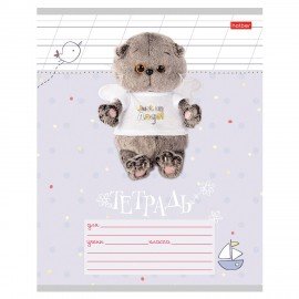 Тетрадь 12л. HATBER косая линия, обложка картон, Кот Басик (микс в спайке), 12Т5В6