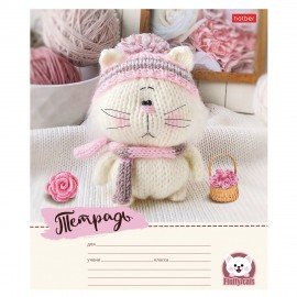 Тетрадь 12л. HATBER узкая линия, обложка картон, Уютные котики (микс в спайке), 12Т5В7