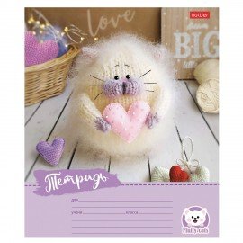 Тетрадь 12л. HATBER узкая линия, обложка картон, Уютные котики (микс в спайке), 12Т5В7