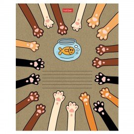 Тетрадь 18л. HATBER клетка, обложка картон КРАФТ, На мягких лапках (микс в спайке), 18Т5В1