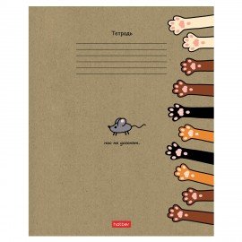 Тетрадь 18л. HATBER клетка, обложка картон КРАФТ, На мягких лапках (микс в спайке), 18Т5В1