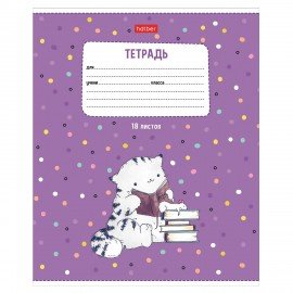 Тетрадь 18л. HATBER линия, обложка картон, Приключения кота Пирожка (микс в спайке),18Т5В2