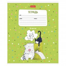 Тетрадь 18л. HATBER линия, обложка картон, Приключения кота Пирожка (микс в спайке),18Т5В2
