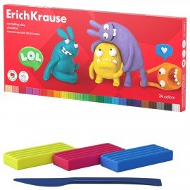 Пластилин классический ERICH KRAUSE Jolly Friends, 24 цвета, 432 г, со стеком, 61350