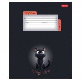 Тетрадь 18 л., HATBER клетка, обложка картон, "Котенок уголек" (микс в спайке), 091435, 18Т5В1
