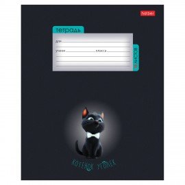 Тетрадь 18 л., HATBER клетка, обложка картон, "Котенок уголек" (микс в спайке), 091435, 18Т5В1