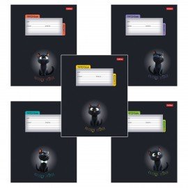 Тетрадь 18 л., HATBER клетка, обложка картон, "Котенок уголек" (микс в спайке), 091435, 18Т5В1