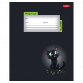 Тетрадь 18 л., HATBER клетка, обложка картон, "Котенок уголек" (микс в спайке), 091435, 18Т5В1