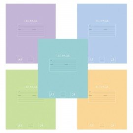 Тетрадь 24 л., HATBER-ECO линия, офсет №2 ЭКОНОМ, обложка картон, PUREcolour (микс в спайке), 092113, 24Т5C2