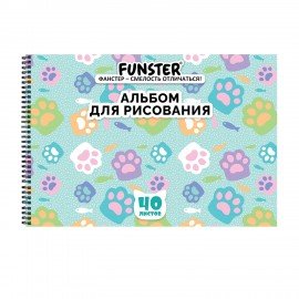Альбом д/рис. А4 40л., гребень, обложка картон, BRAUBERG, 205х290мм, кросс-серия "КОШАЧЬИ ЛАПКИ", 107520