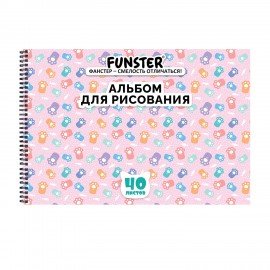 Альбом д/рис. А4 40л., гребень, обложка картон, BRAUBERG, 205х290мм, кросс-серия "КОШАЧЬИ ЛАПКИ", 107520