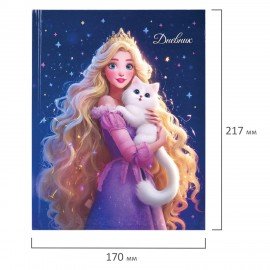 Дневник 1-4 класс 48л, твердый, ЮНЛАНДИЯ, глянцевая ламинация, с подсказом, Принцесса, 107582