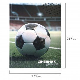 Дневник 1-4 класс 48л, твердый, ЮНЛАНДИЯ, глянцевая ламинация, с подсказом, Футбол, 107583