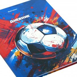 Дневник 1-4 класс 48л, твердый, BRAUBERG, глянцевая ламинация, с подсказом, Футбол, 107585