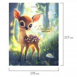 Дневник 1-4 класс 48л, твердый, BRAUBERG, выборочный лак, с подсказом, Оленёнок, 107595