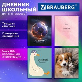 Дневник 5-11 класс 48л, твердый, BRAUBERG, глянцевая ламинация, с подсказом, МИКС УНИВЕРСАЛЬНЫЙ, 107612