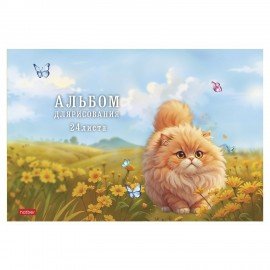Альбом д/рис. А4 24л., скоба, обложка картон, тиснение, HATBER, 205х290мм, Пухляши, 0, 24А4лтВ