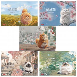 Альбом д/рис. А4 24л., скоба, обложка картон, тиснение, HATBER, 205х290мм, Пухляши, 0, 24А4лтВ