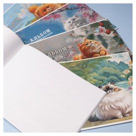 Альбом д/рис. А4 24л., скоба, обложка картон, тиснение, HATBER, 205х290мм, Пухляши, 0, 24А4лтВ