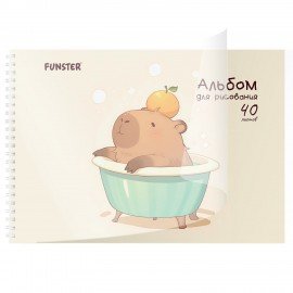 Альбом для рисования, пластиковая обложка, А4 40 л., гребень, FUNSTER (ФАНСТЕР), 210х297 мм, АССОРТИ (8 видов), 107684