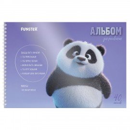Альбом для рисования, пластиковая обложка, А4 40 л., гребень, FUNSTER (ФАНСТЕР), 210х297 мм, АССОРТИ (8 видов), 107684